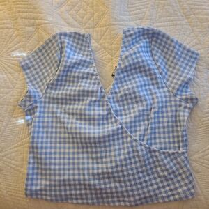 Arizona Jean Company Light Blue Gingham Crop Top